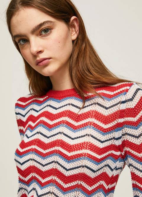 žene studio crvena cik-cak dres regularnog kroja Pepe Jeans JZ8H227