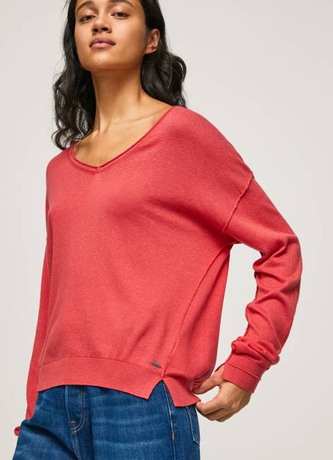 žene studio crvena dres opuštenog kroja s v izrezom Pepe Jeans JZ8H258