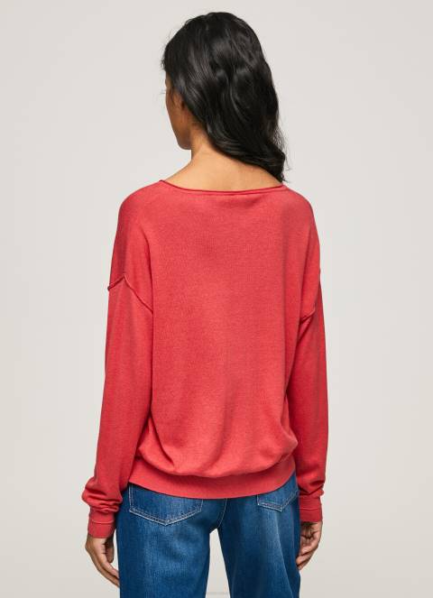 žene studio crvena dres opuštenog kroja s v izrezom Pepe Jeans JZ8H258