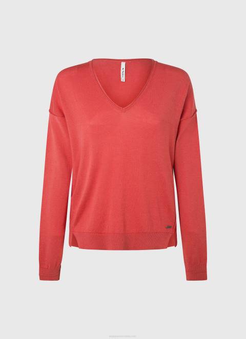 žene studio crvena dres opuštenog kroja s v izrezom Pepe Jeans JZ8H258