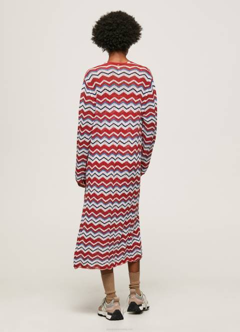 žene studio crvena dugi kardigan s cik-cak printom Pepe Jeans JZ8H225