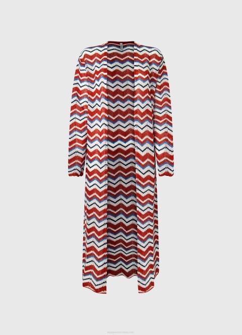 žene studio crvena dugi kardigan s cik-cak printom Pepe Jeans JZ8H225