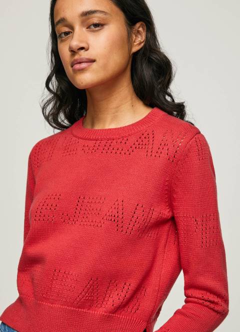 žene studio crvena pamučni žersej s ažur detaljima Pepe Jeans JZ8H259