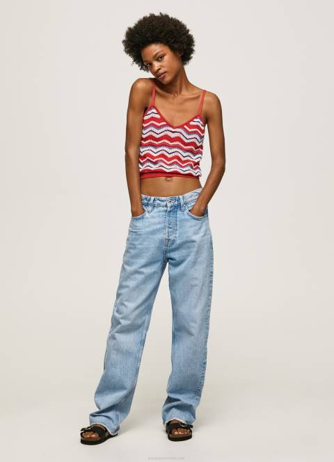 žene studio crvena vrh s cik-cak printom Pepe Jeans JZ8H226