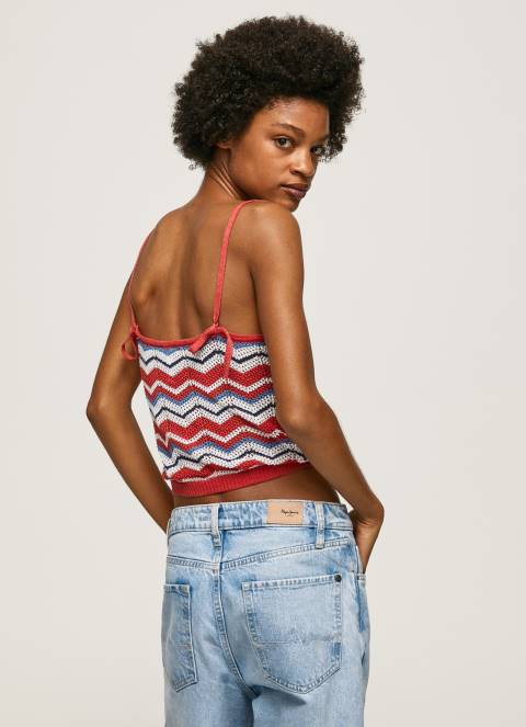 žene studio crvena vrh s cik-cak printom Pepe Jeans JZ8H226