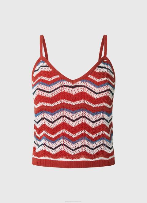 žene studio crvena vrh s cik-cak printom Pepe Jeans JZ8H226
