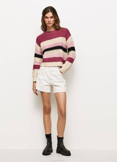 žene tamno rumenilo prugasti dres s okruglim izrezom Pepe Jeans JZ8H262