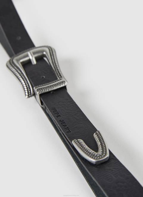 žene crno kožni tanki remen Pepe Jeans JZ8H759