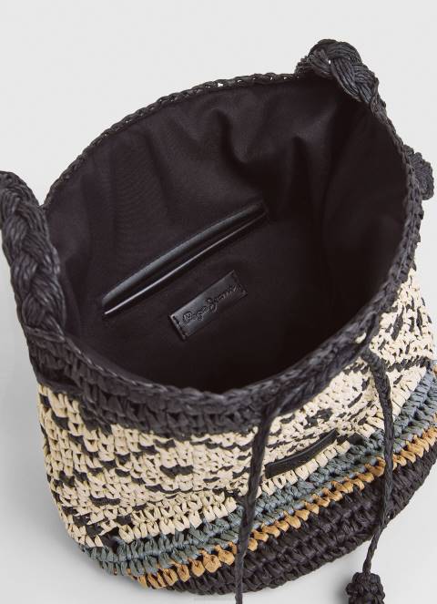 žene crno straw bucket torba Pepe Jeans JZ8H719