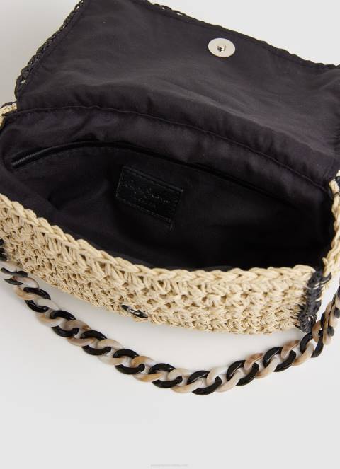 žene crno torba preko ramena od slame pletena Pepe Jeans JZ8H718