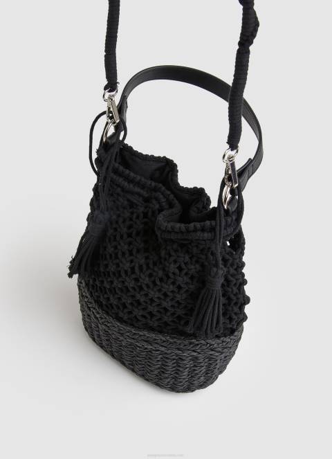 žene crno torba za makrame i slamnatu kantu Pepe Jeans JZ8H741