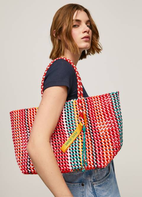 žene studio crvena tkana plastična torba Pepe Jeans JZ8H720