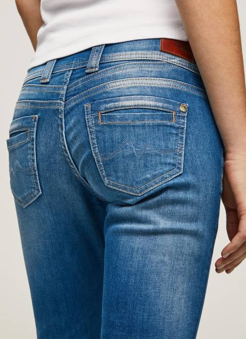 žene traper gen ravne traperice srednjeg struka Pepe Jeans JZ8H6