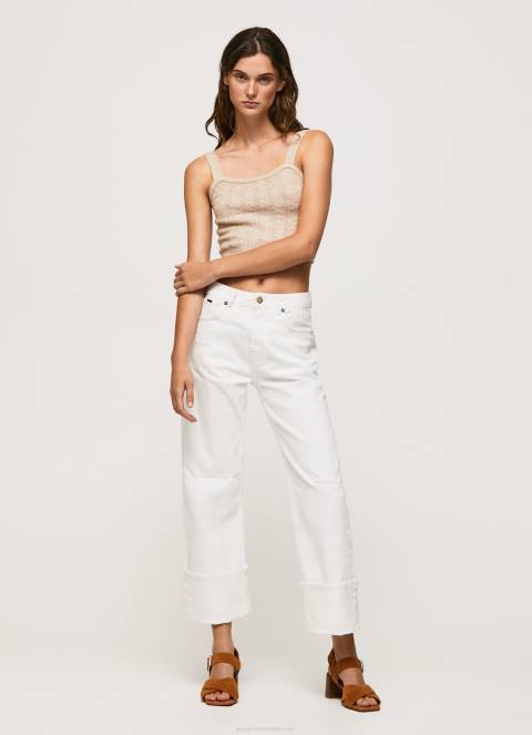 žene traper traperice regularnog kroja visokog struka boje lješnjaka Pepe Jeans JZ8H2