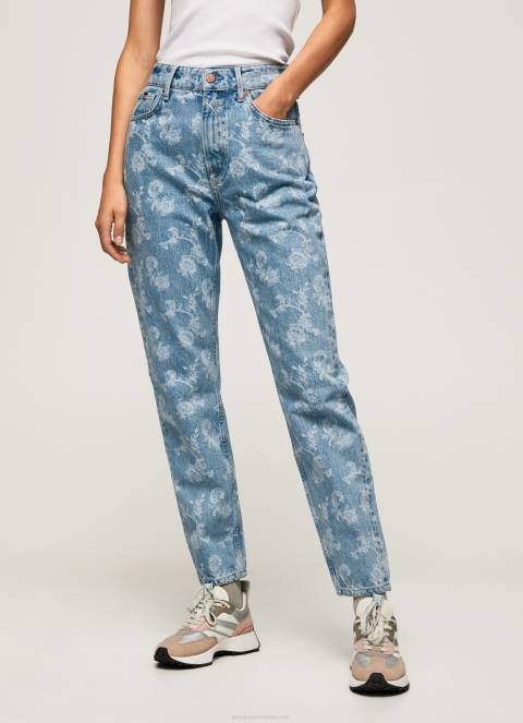 žene traper ljubičaste traperice visokog struka opuštenog kroja Pepe Jeans JZ8H77