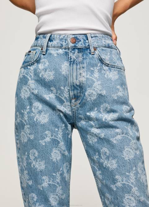 žene traper ljubičaste traperice visokog struka opuštenog kroja Pepe Jeans JZ8H77