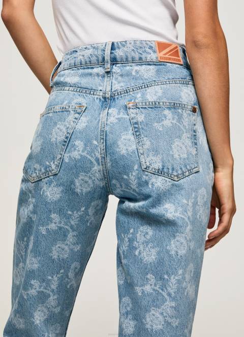 žene traper ljubičaste traperice visokog struka opuštenog kroja Pepe Jeans JZ8H77