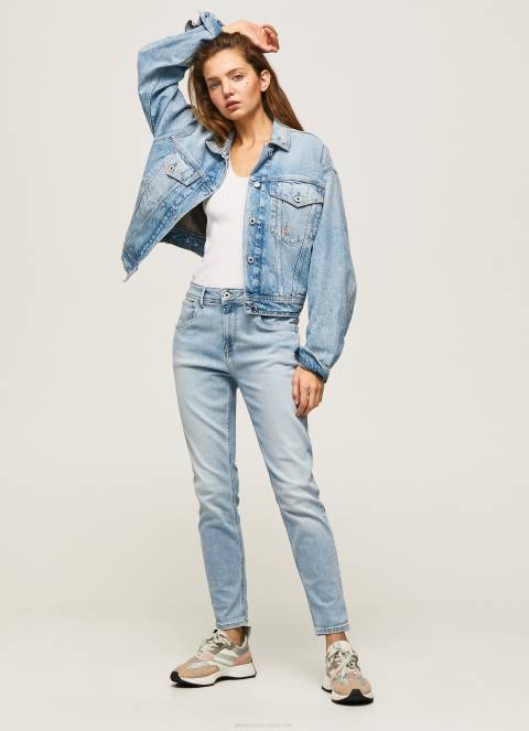 žene traper ljubičaste traperice visokog struka opuštenog kroja Pepe Jeans JZ8H85