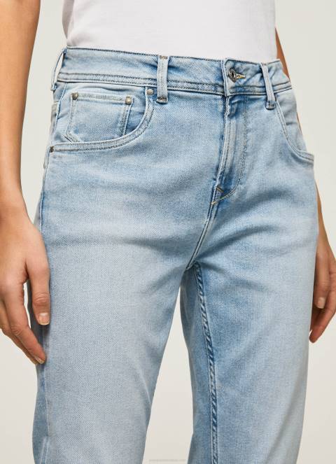 žene traper ljubičaste traperice visokog struka opuštenog kroja Pepe Jeans JZ8H85