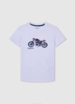 dječak bijela majica s printom motocikla Pepe Jeans JZ8H1644