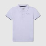 dječak bijela pike polo majica s izvezenim logotipom Pepe Jeans JZ8H1661