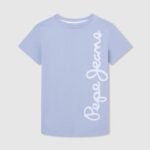 dječak bjelilo plavo pamučna majica s okomitim logotipom Pepe Jeans JZ8H1628