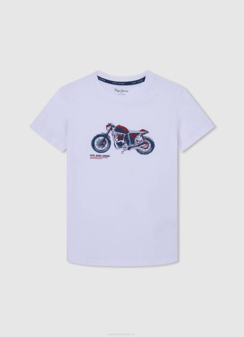 dječak prljavo bijelo pamučna majica s prugastim printom Pepe Jeans JZ8H1645 - Slika 3