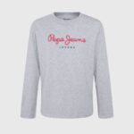 dječak sivi lapor majica dugih rukava s prednjim logom Pepe Jeans JZ8H1631
