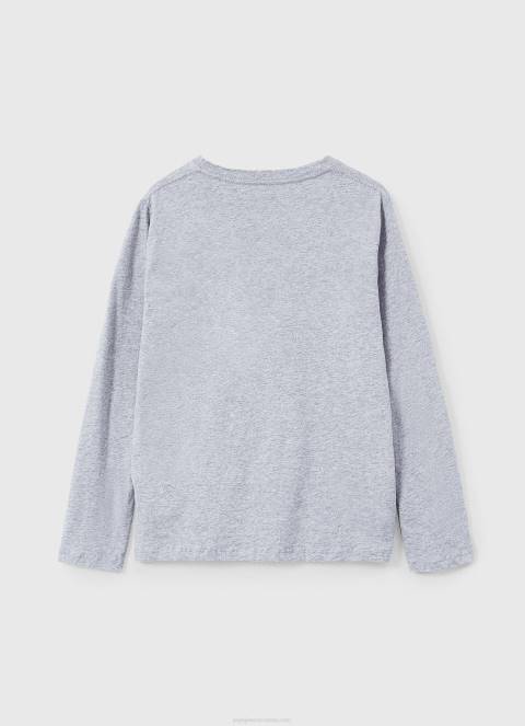 dječak sivi lapor majica dugih rukava s prednjim logom Pepe Jeans JZ8H1631 - Slika 4