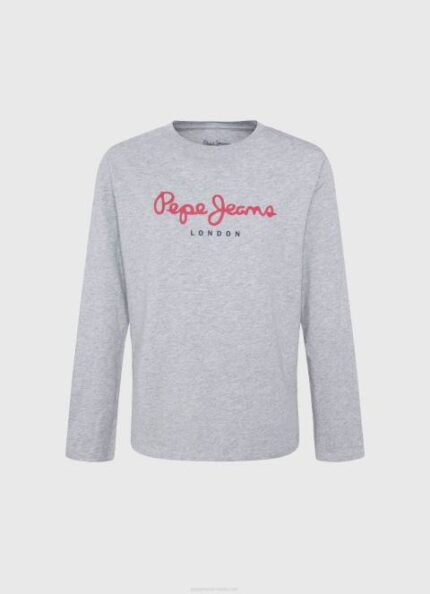 dječak sivi lapor majica dugih rukava s prednjim logom Pepe Jeans JZ8H1631