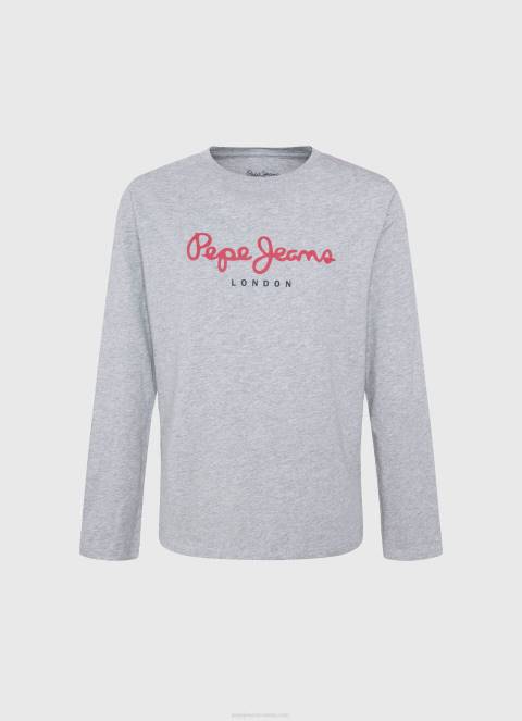 dječak sivi lapor majica dugih rukava s prednjim logom Pepe Jeans JZ8H1631 - Slika 1