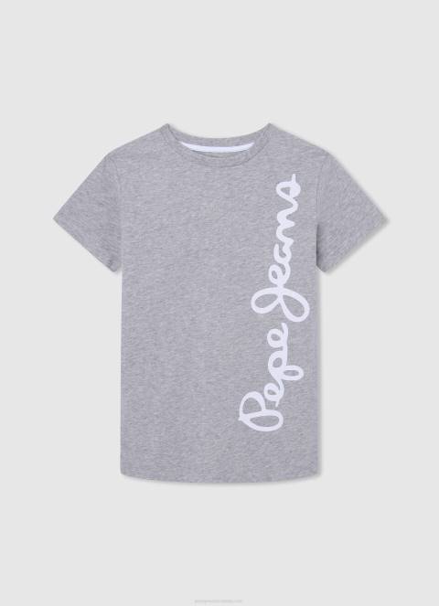 dječak sivi lapor pamučna majica s okomitim logotipom Pepe Jeans JZ8H1650 - Slika 1