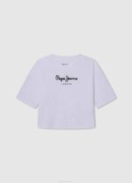 djevojka bijela kutijasta majica s printom logotipa Pepe Jeans JZ8H1481