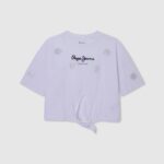 djevojka bijela majica kratkih rukava s cvjetnim motivima Pepe Jeans JZ8H1475