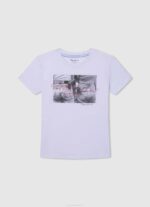 djevojka bijela majica s printom fotografija Pepe Jeans JZ8H1457