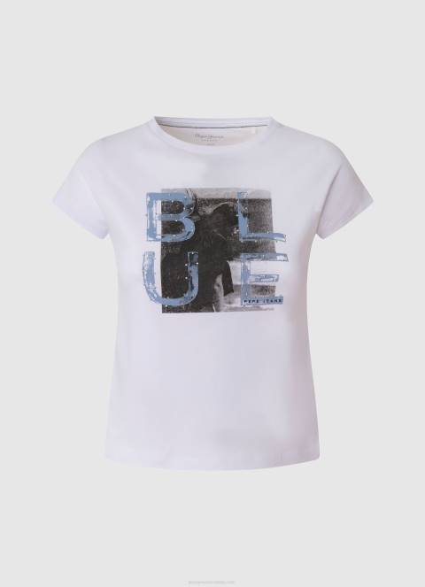 djevojka bijela majica s printom logotipa Pepe Jeans JZ8H1455 - Slika 4