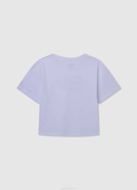 djevojka bijela pamučna majica s otvorenim ramenima Pepe Jeans JZ8H1440 - Slika 2