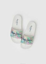 djevojka bijela slider martina japanke za plažu Pepe Jeans JZ8H1346 - Slika 2