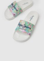 djevojka bijela slider martina japanke za plažu Pepe Jeans JZ8H1346 - Slika 3