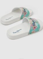 djevojka bijela slider martina japanke za plažu Pepe Jeans JZ8H1346 - Slika 4