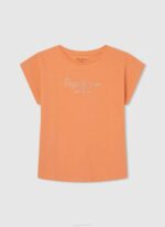 djevojka breskva pamučna majica s logotipom strass Pepe Jeans JZ8H1451