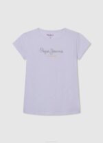 djevojka breskva rebrasta košulja s izvezenim logom Pepe Jeans JZ8H1461 - Slika 5