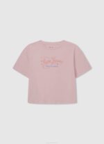 djevojka nježno ružičasta pamučna majica s otvorenim ramenima Pepe Jeans JZ8H1441