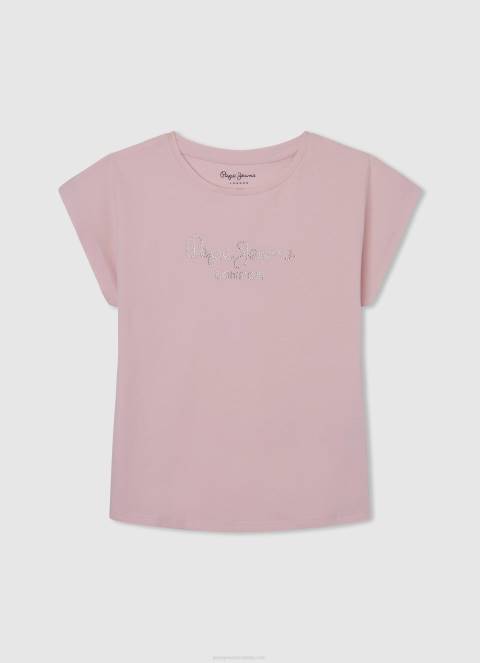 djevojka sjaj pamučna majica s logotipom strass Pepe Jeans JZ8H1433 - Slika 4