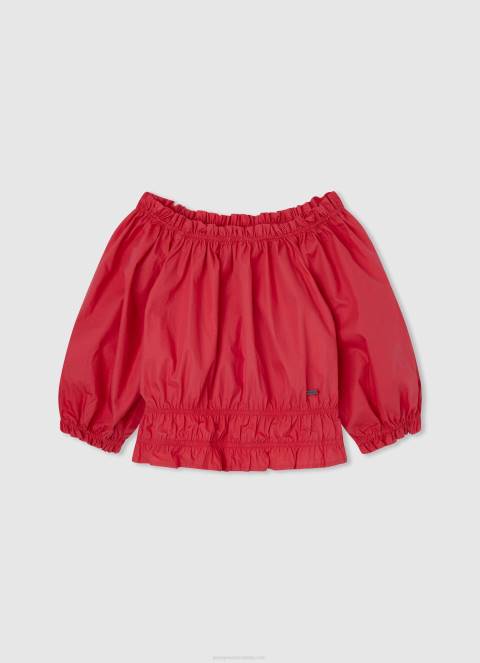 djevojka studio crvena pamučna majica s logotipom strass Pepe Jeans JZ8H1450 - Slika 5