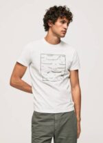 muškarci bijela pamučna grafička majica Pepe Jeans JZ8H940