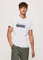 muškarci bijela pamučna majica s logotipom kistova Pepe Jeans JZ8H930