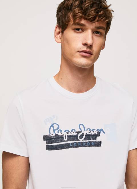 muškarci bijela pamučna majica s logotipom kistova Pepe Jeans JZ8H930 - Slika 3