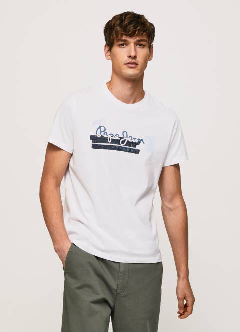 muškarci bijela pamučna majica s logotipom kistova Pepe Jeans JZ8H930 - Slika 1