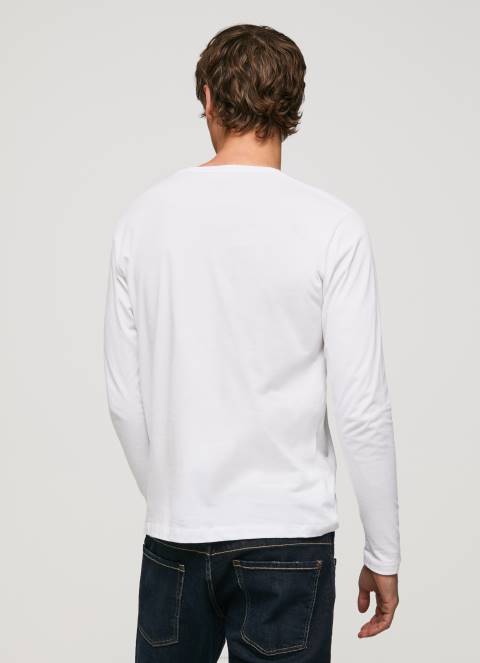 muškarci bijela pamučna majica s otisnutim logotipom Pepe Jeans JZ8H1018 - Slika 4
